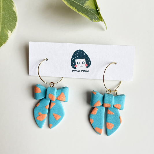 Colourful 3D Bow Statement Hoop Earrings