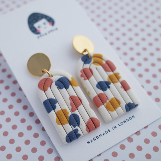 Boho Organic Shape Pattern Statement Earrings