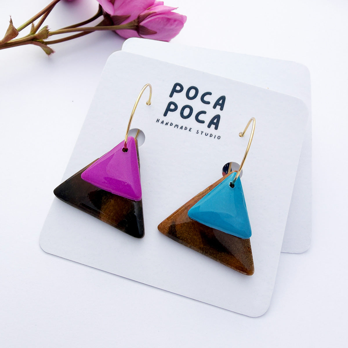 Tortoise Amber Triangle Earrings