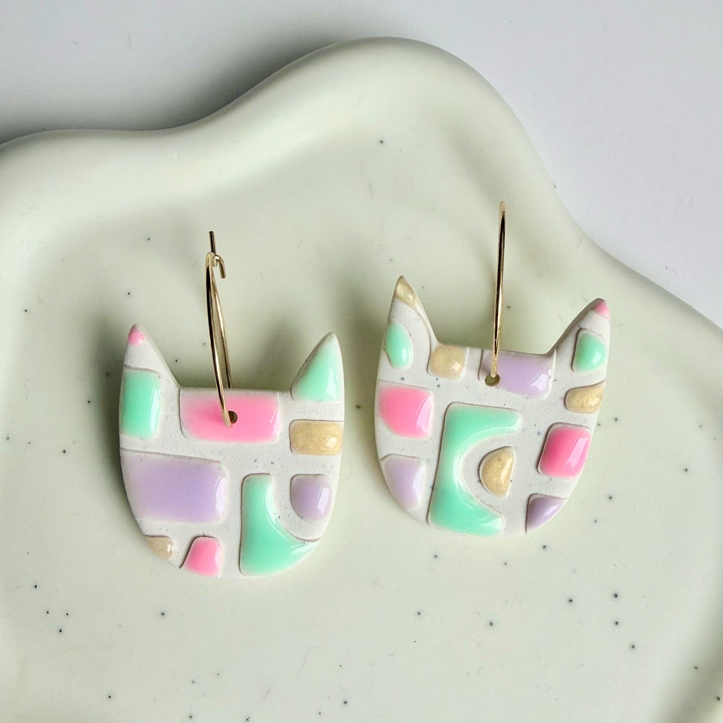 Pastel Cat Party Earrings