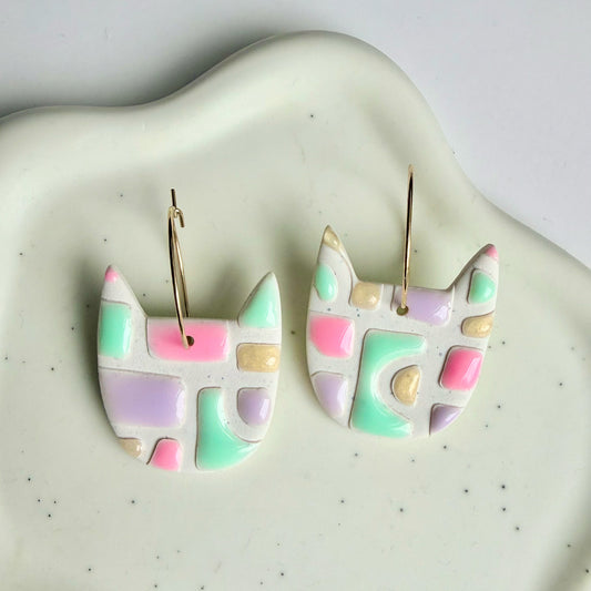Pastel Cat Party Earrings