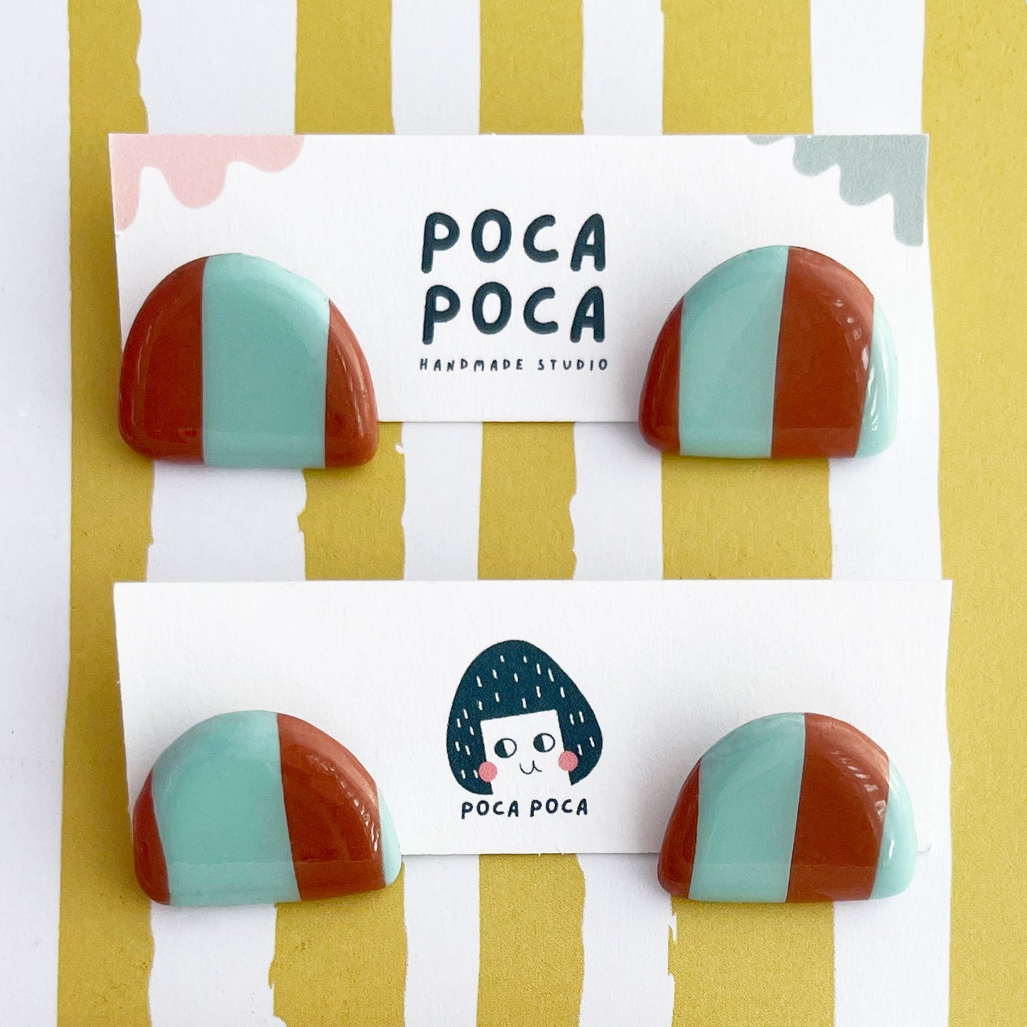 Mint Chocolate Stripey Earrings