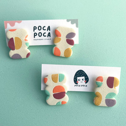 Floral Spring | Geometric Shape Pattern Stud Earrings