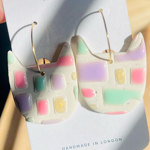 Pastel Cat Party Earrings