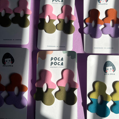 Split Blossom Bi-Color Stud Earrings