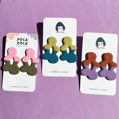 Split Blossom Bi-Color Stud Earrings