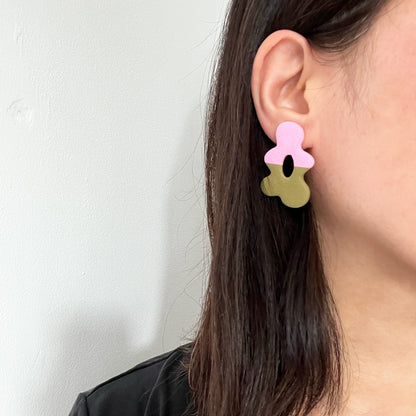 Split Blossom Bi-Color Stud Earrings