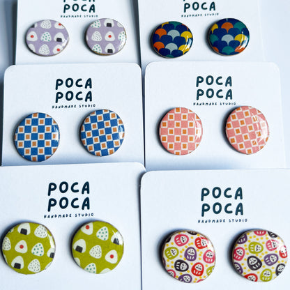 Wa (Japanese) Button Studs Earrings