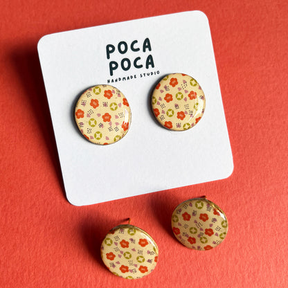 Wa (Japanese) Button Studs Earrings