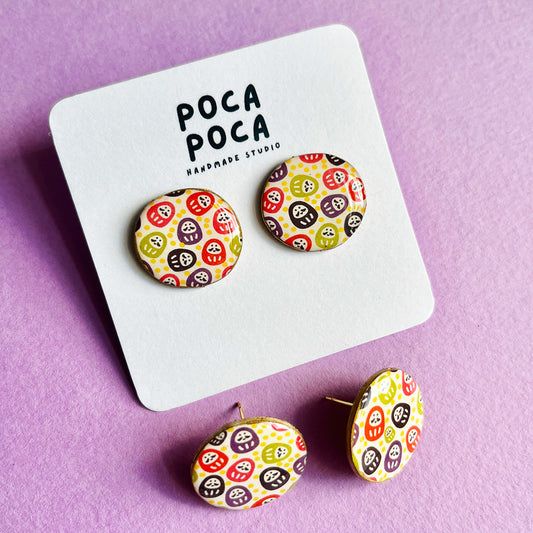 Wa (Japanese) Button Studs Earrings