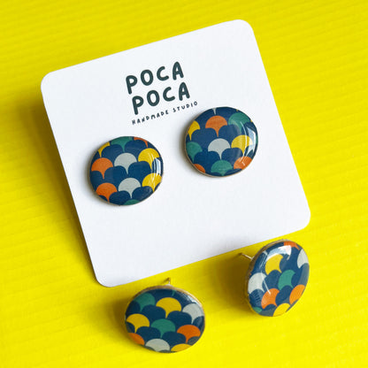 Wa (Japanese) Button Studs Earrings