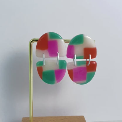 Retro Mosaic Drop Earrings