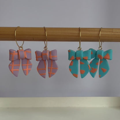 Colourful 3D Bow Statement Hoop Earrings
