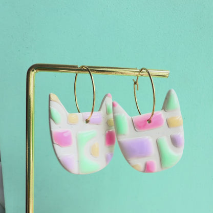 Pastel Cat Party Earrings